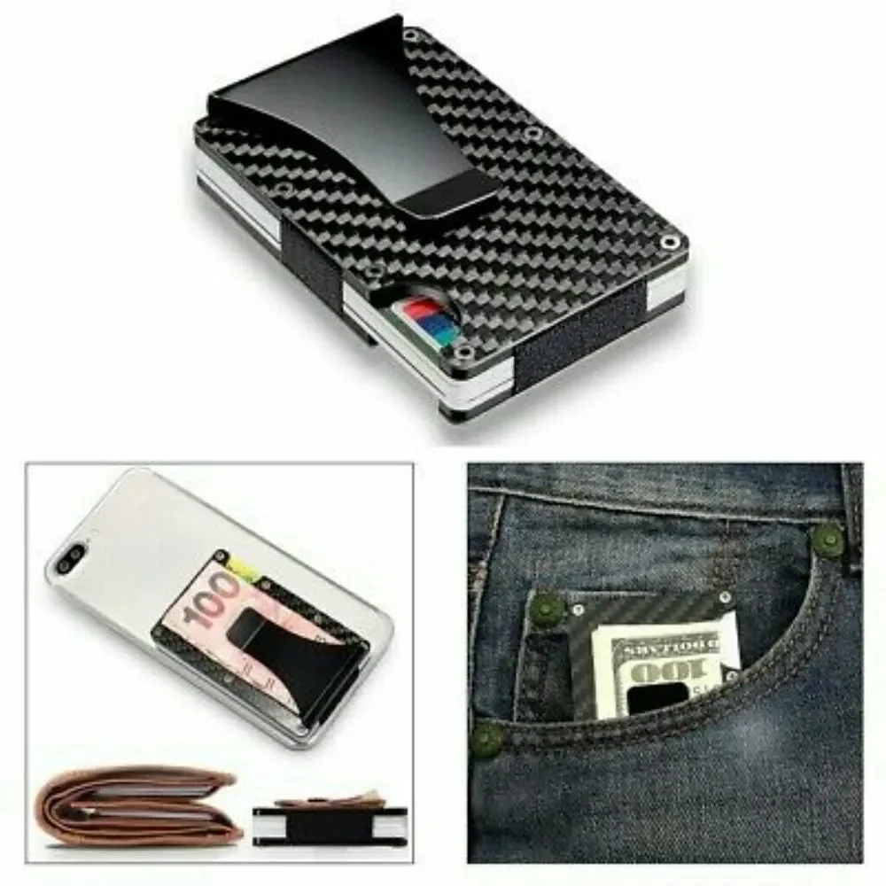 Slim carbon fiber cards holder W money cli…
